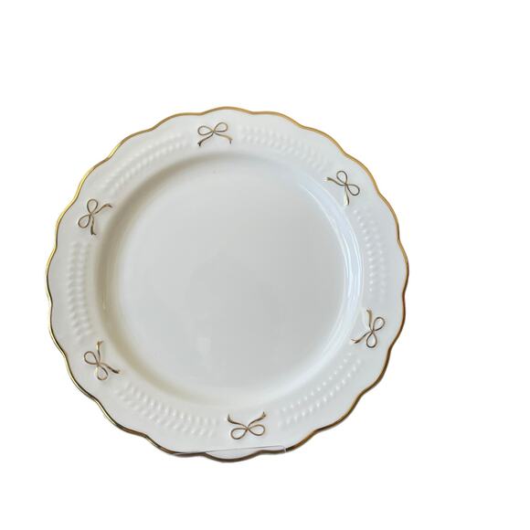 Yedi GOLD BOW Side Plates Set of 4 Ceramic 8in Holiday Glam White New - Picture 9 of 16